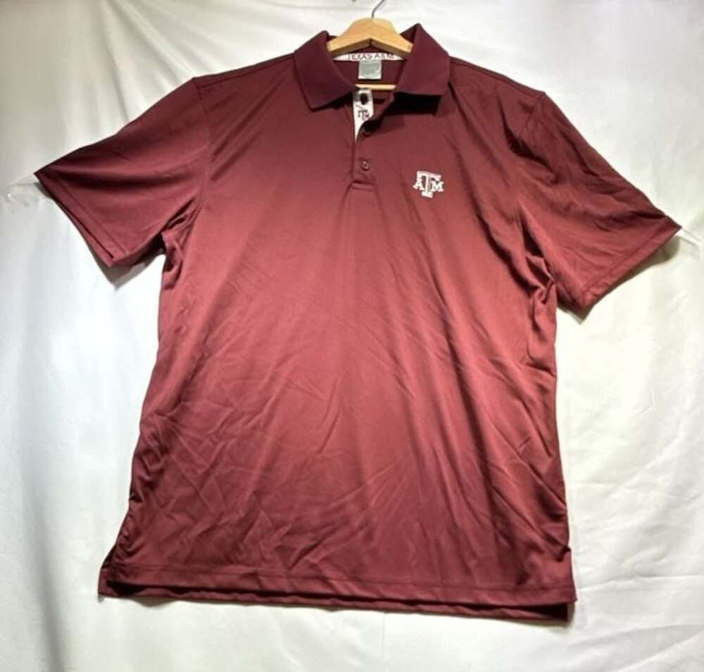 Texas A&M Aggies Collegiate Maroon Performance Short Sleeve Polo Shirt Men's Siz